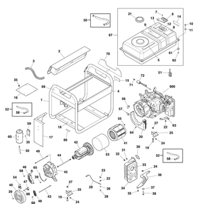 Main Unit Diagram and Parts List for 030744-01  Briggs and Stratton Generator